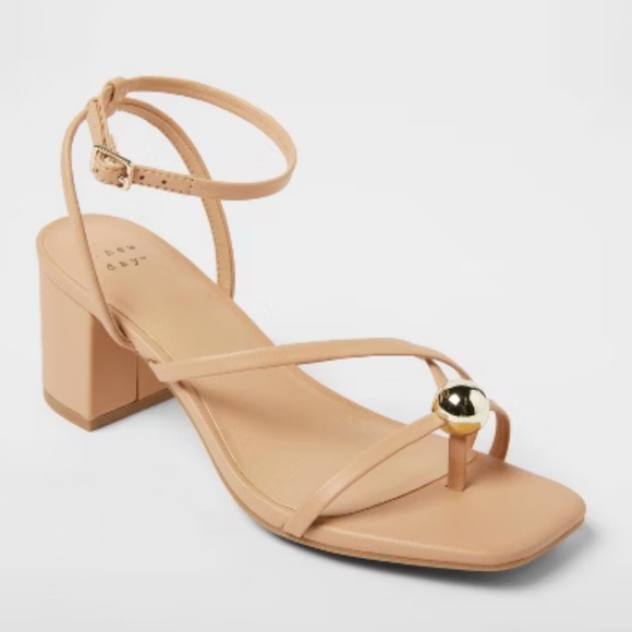 a new day Shoes - a new day Beige Strappy Sandals with Gold Accent